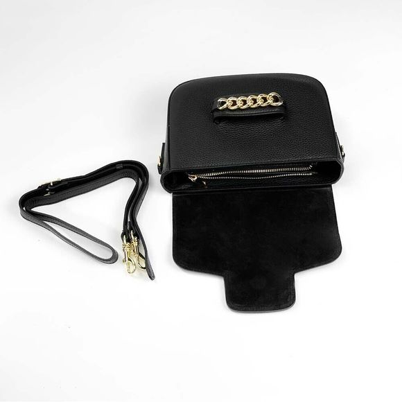 SHARLENE Made In Italy Genuine Italian Leather Black Detachable Adjustable Strap - Picture 3 of 9